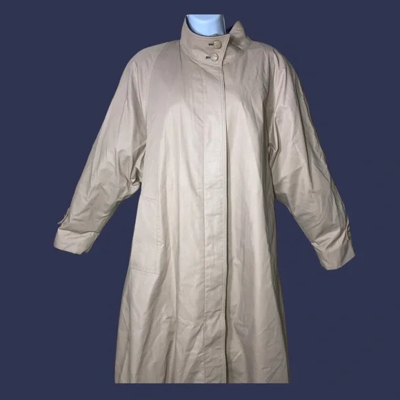 London Fog Trench Coat Beige Size 10 Regular - Picture 3 of 16